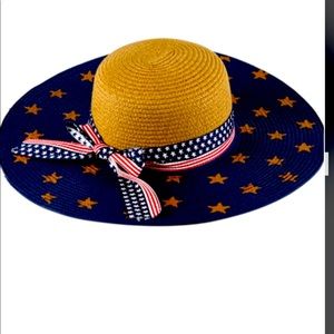 Festive sun hat straw hat Fourth of July!